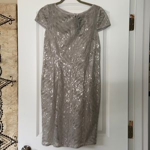 NWT Adriannna Papell Silver Sequined Dress